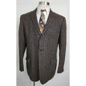 Vtg 1950s Richman Bros Brown Tweed Sport Coat‎ Jacket Three Button 1959 44
